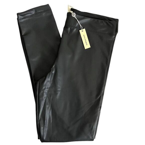 Max Studio Black Women's Faux Leather High Waist-NWT - Picture 2 of 12
